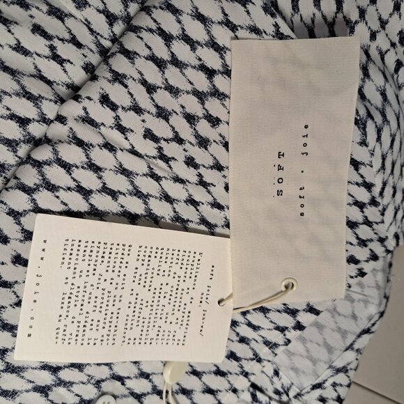 NEW Soft Joie Arryn B Blue White Geo Print Drawstring Waist Mermaid Hem Dress M - Picture 10 of 11